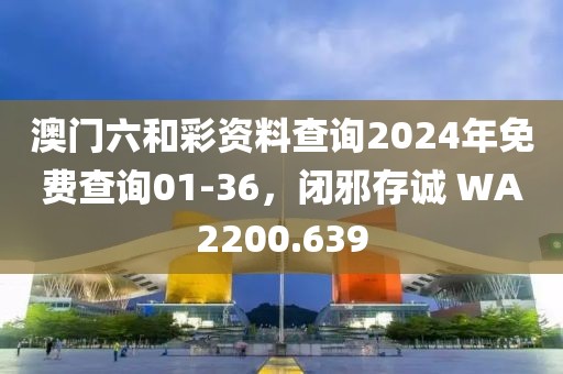 澳門六和彩資料查詢2024年免費查詢01-36，閉邪存誠 WA2200.639