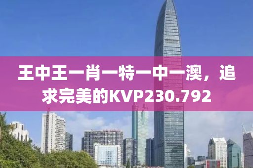 王中王一肖一特一中一澳，追求完美的KVP230.792