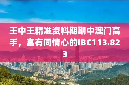 王中王精準(zhǔn)資料期期中澳門高手，富有同情心的IBC113.823