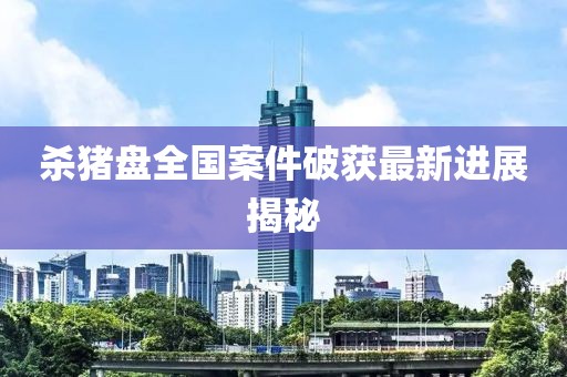 殺豬盤全國案件破獲最新進展揭秘