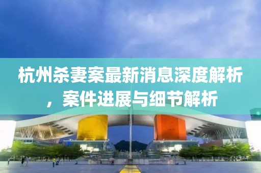 杭州殺妻案最新消息深度解析，案件進(jìn)展與細(xì)節(jié)解析