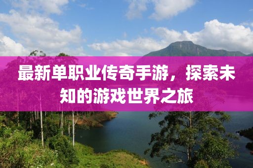 最新單職業(yè)傳奇手游，探索未知的游戲世界之旅