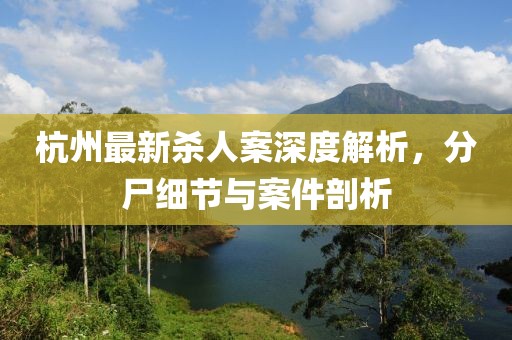 杭州最新殺人案深度解析，分尸細(xì)節(jié)與案件剖析