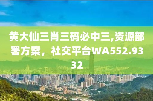 黃大仙三肖三碼必中三,資源部署方案，社交平臺WA552.9332