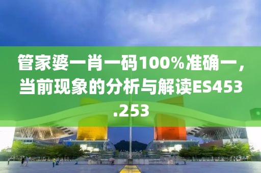 管家婆一肖一碼100%準確一，當前現(xiàn)象的分析與解讀ES453.253