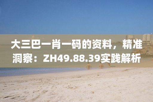 大三巴一肖一碼的資料，精準洞察：ZH49.88.39實踐解析